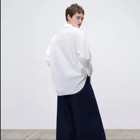 Zara White Jewel Detail Oversized Shirt - Picture 6 of 11